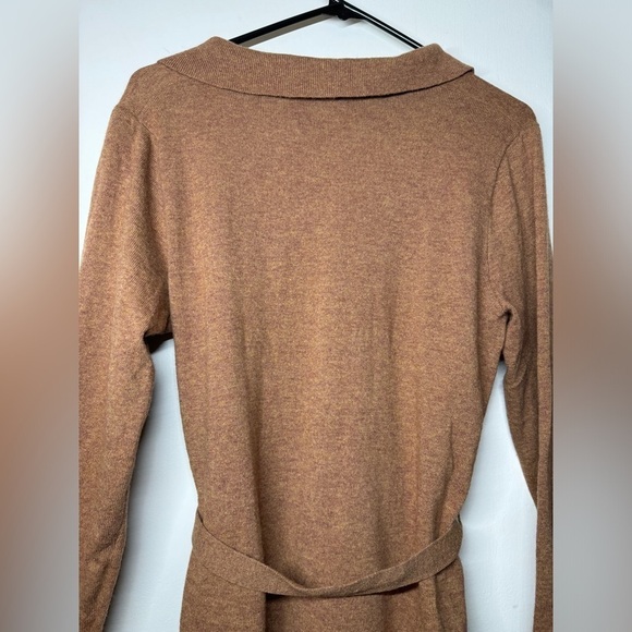 J.Crew Factory Wool Blend Belted Button Front Longline Cardigan Brown Sweater S - Picture 10 of 16